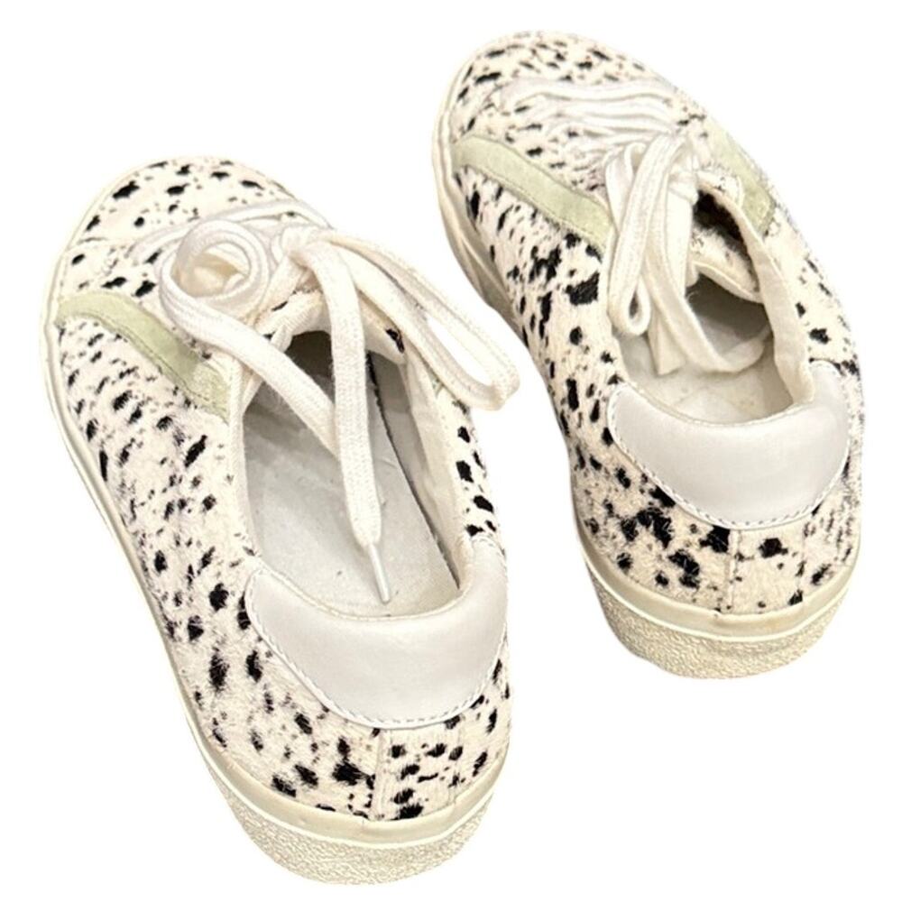 Madewell Sidewalk Calf Hair Sneakers Size 7.5 Cow Print Spotted Leather Low Top - Picture 5 of 6